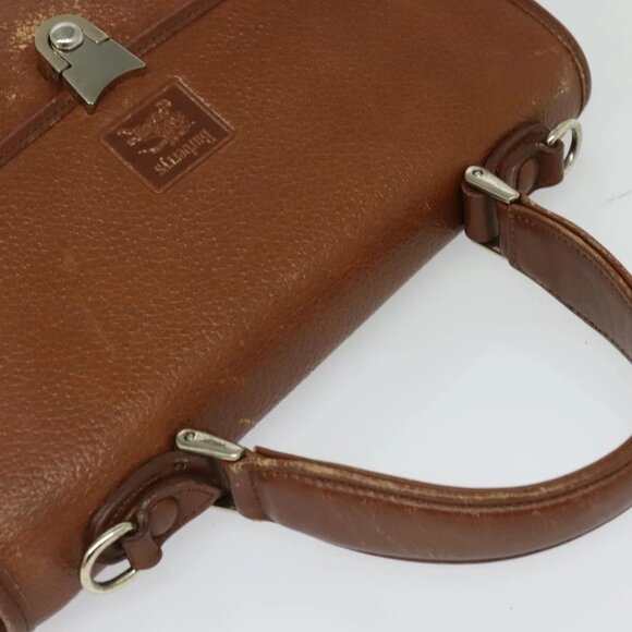 Burberrys Hand Bag Leather 2way Brown Gold Auth BA2959 - Picture 7 of 16